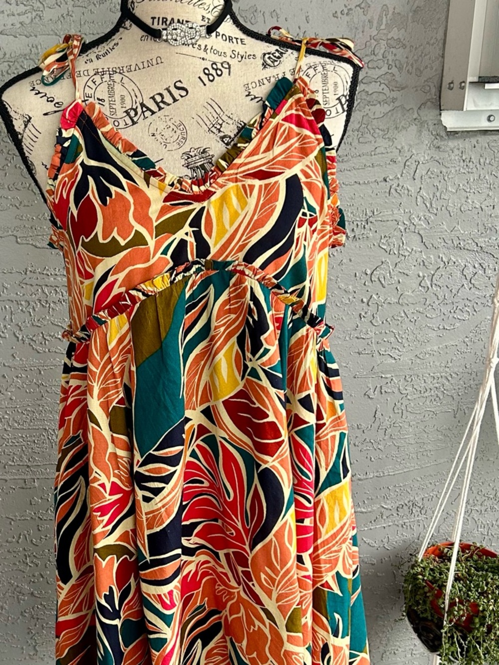 Patrons of Peace Orange,Teal Tropical Print boho peace, love mother, earth Dress